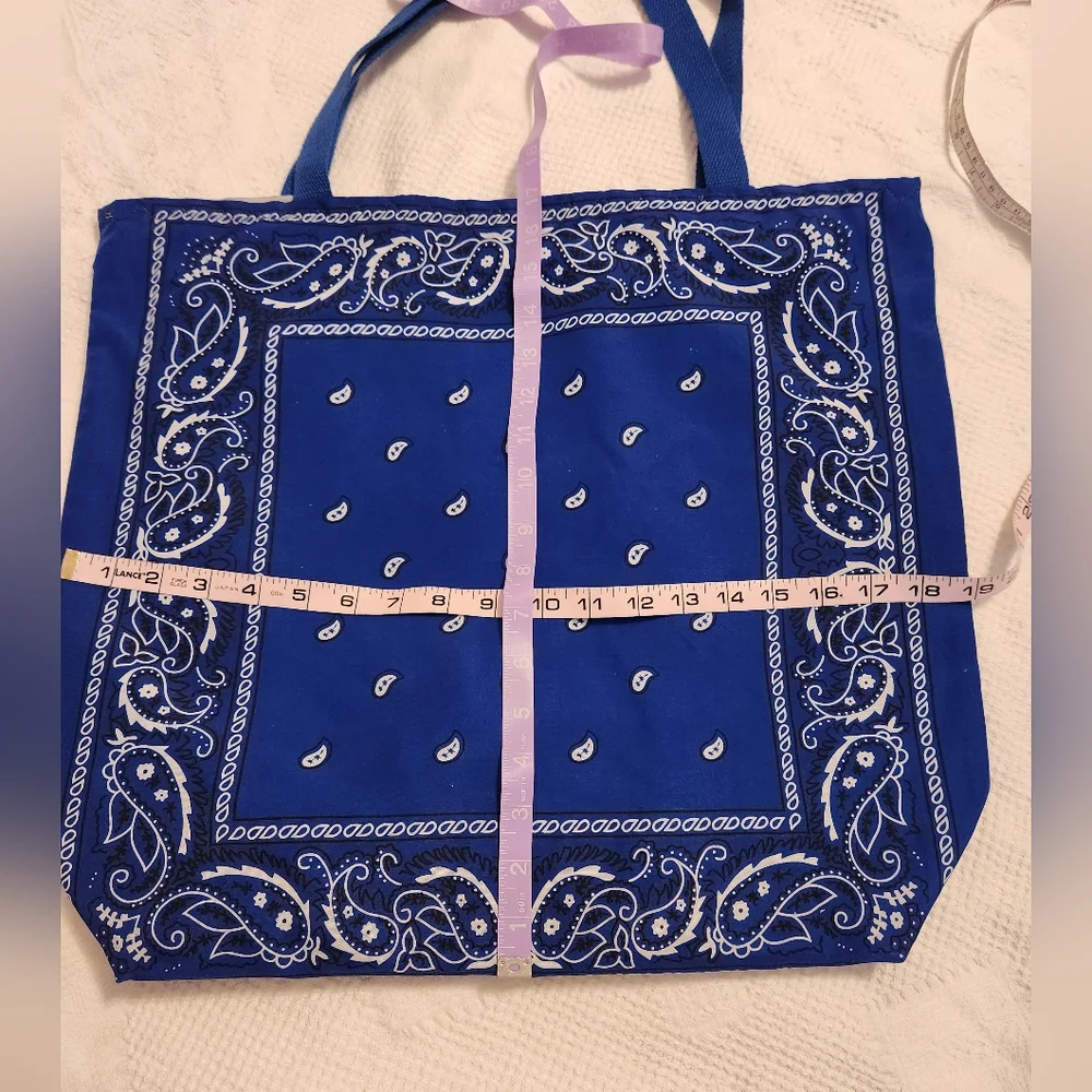 Handmade Blue Bandana Tote Bag - Picture 5 of 5